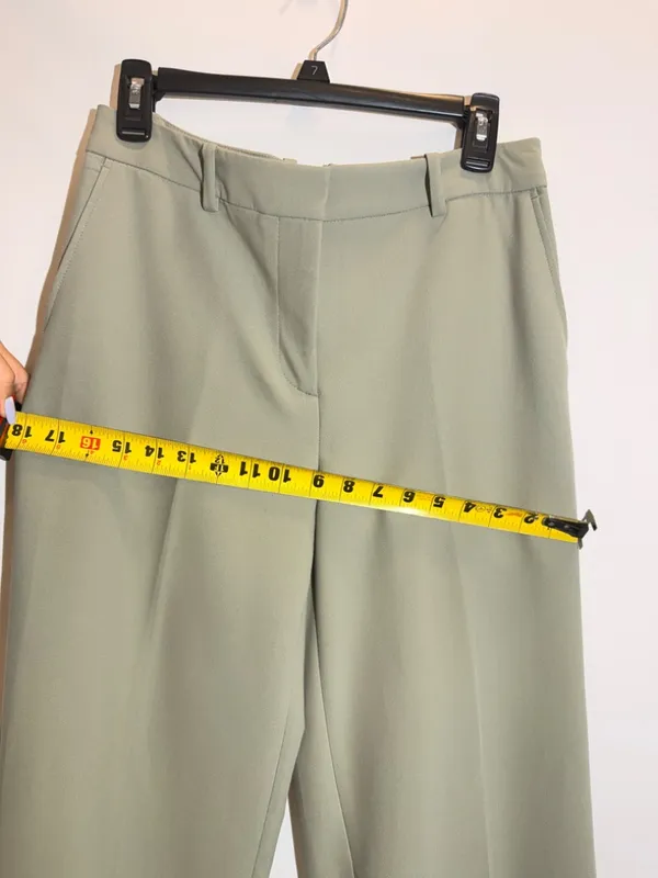 ZARA Mint Green Straight Fit Tailored Trousers Pants Front Pockets Size S - Image 8