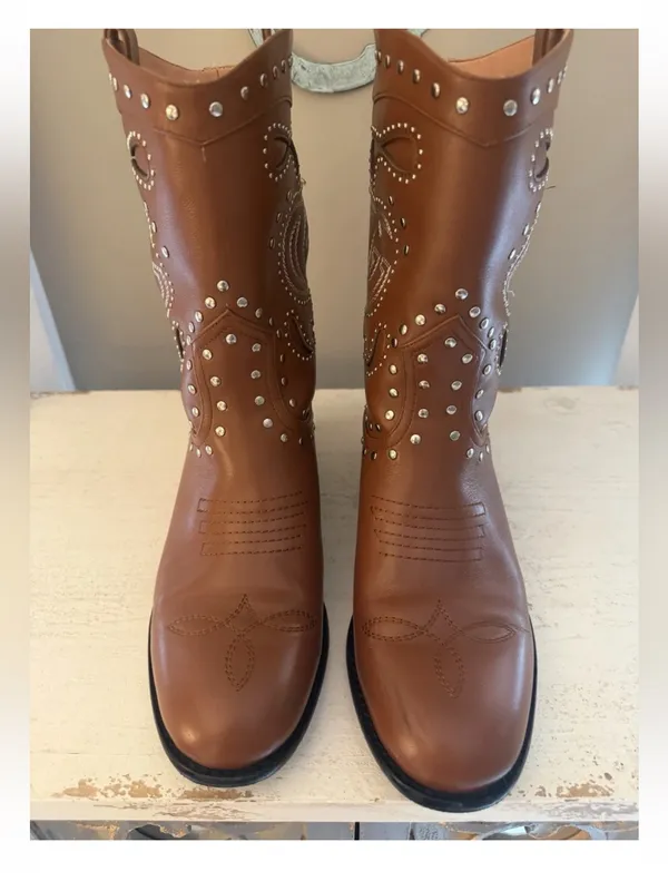 Gucci women’s country cowboy stud boots logo women’s 10 - Image 4