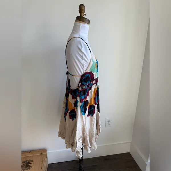 Free People Women's Sweet Lucy Slip Sun Dress Embroidered Tasseled Size XS Multi - Image 4