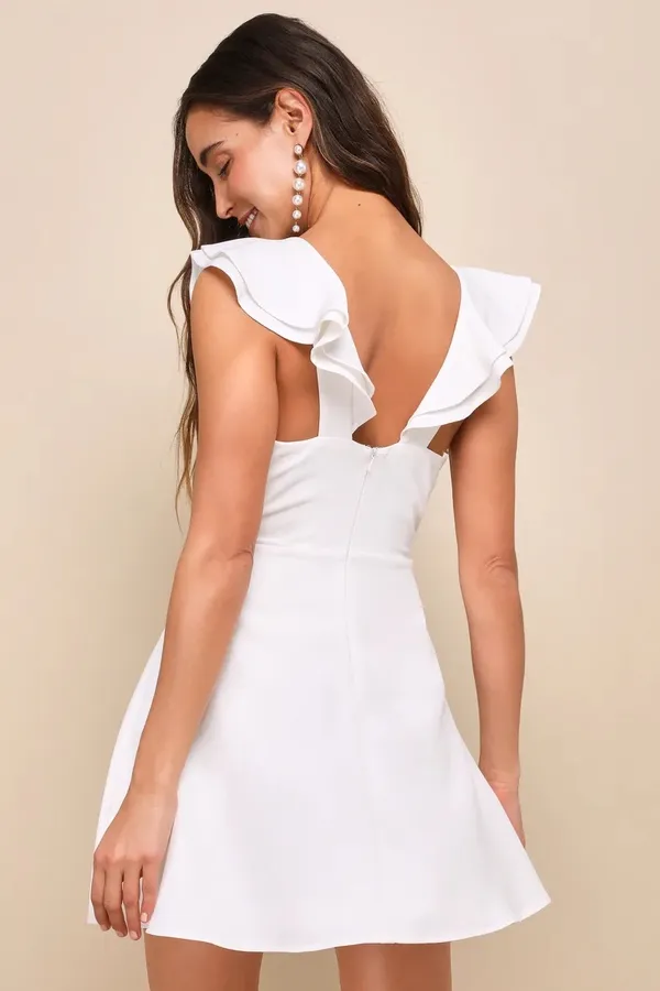 Lulus White Ruffle Dress - Image 2