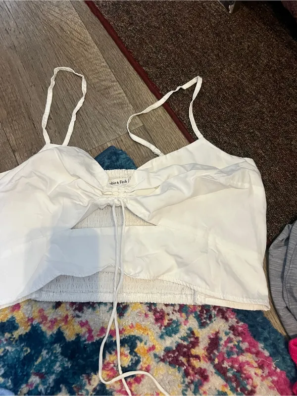Abercrombie White Tie-Front Cropped Cami Top - Image 3