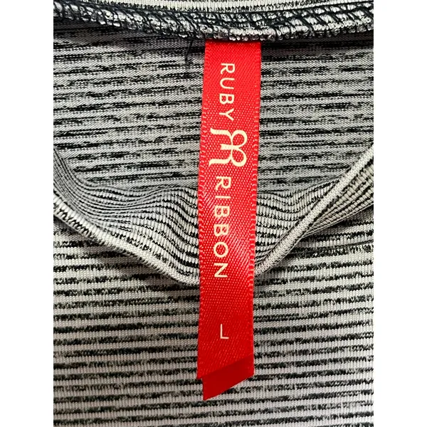 Ruby Ribbon L Gray Mock Neck Sleeveless Tunic Top Striped Stretch Minimalist - Image 5