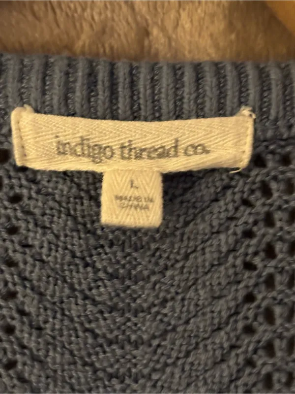 Indigo Textured Sleeveless Pullover Knit Tank Top Women’s Slate Blue Size L - Image 5