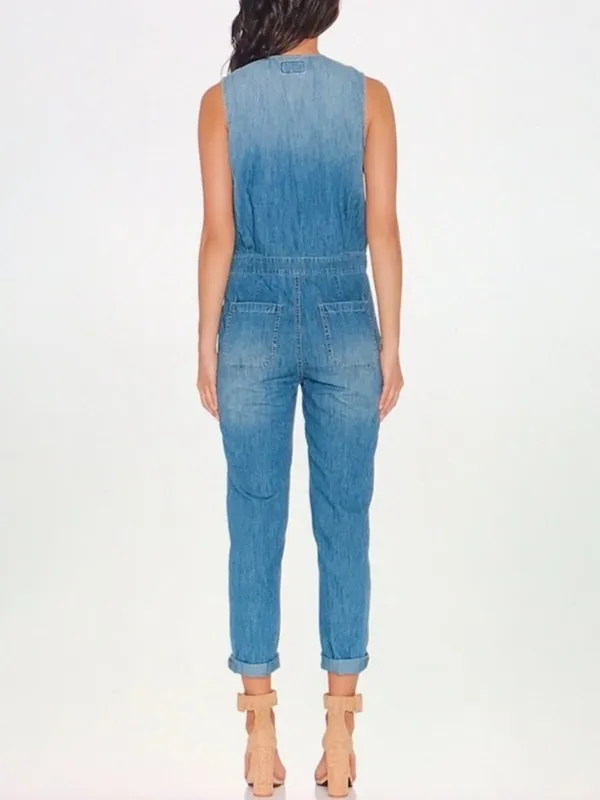 Current Elliott Jumpsuit Size XS Blue Chambray Denim Flight Suit Barn Ranch Wear - Image 2