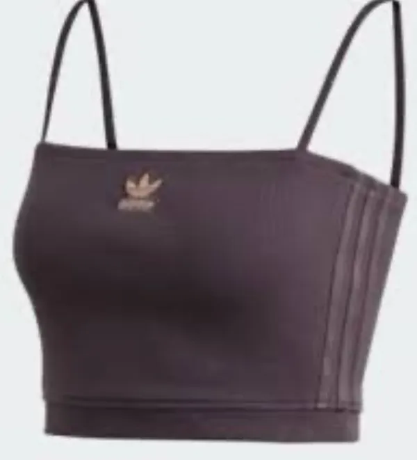 Adidas Brown Crop Tank Top Bra Women Large Athletic Athleisure Gym Activewear - Image 2