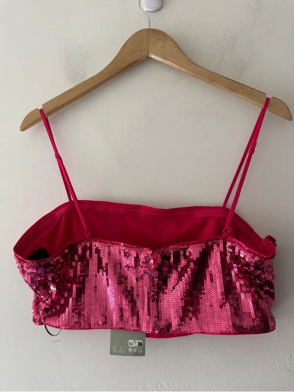 H&M Pink Sequin‎ Bra Crop Top - Image 3