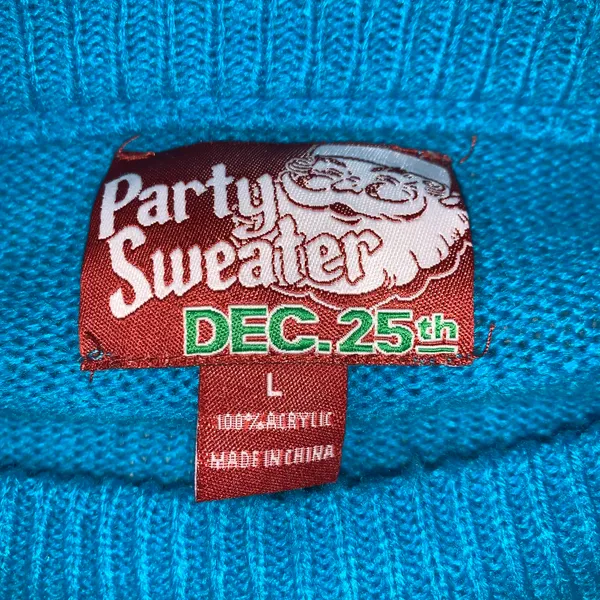 Party Sweater Dec. 25th Christmas Women's L Blue Pink Green Ugly Holidays Warm - Image 3