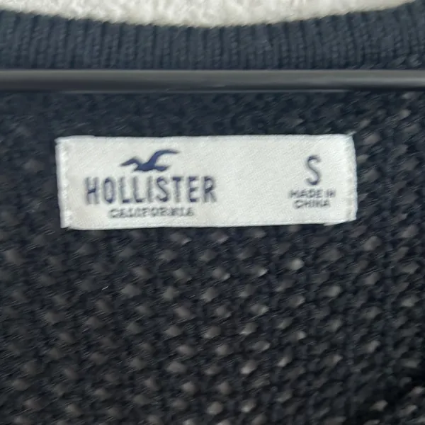 Hollister Black Open Knit Squared Neck Wide Sleeve Top Small - Image 3