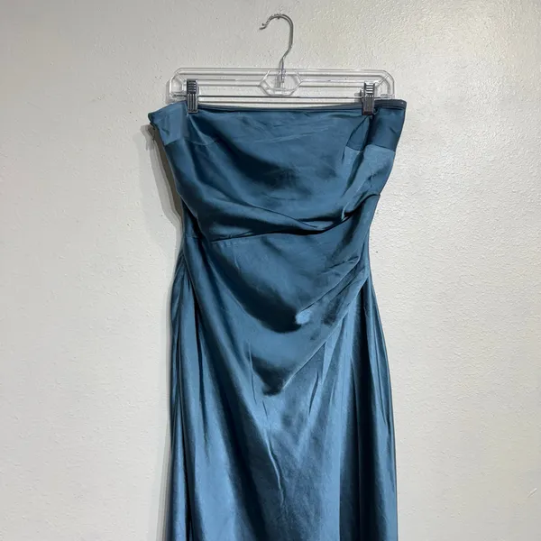 Runaway The Label Steel Blue Kristine Strapless Satin Maxi Dress Sz M - Image 3