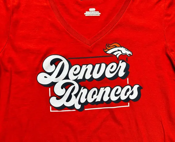 NFL Team Apparel Denver Broncos Women’s V-neck Shirt - Image 4