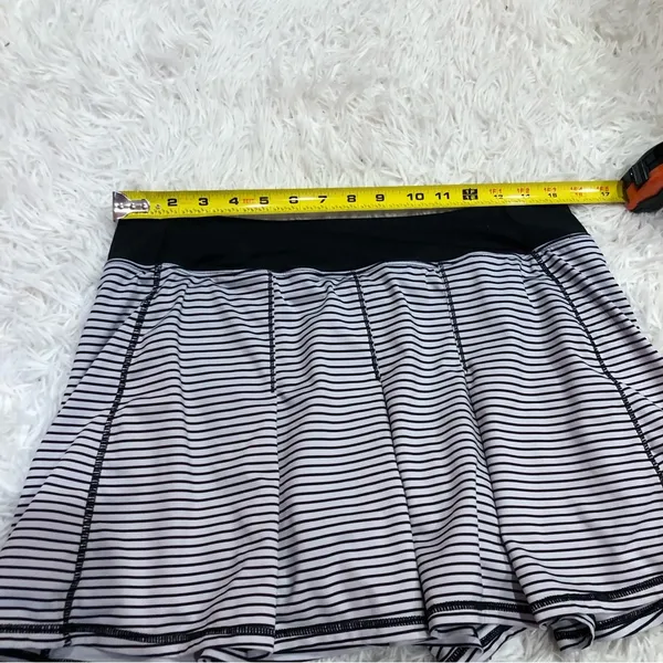 Kyodan Striped Pleated‎ Athletic Skort Skirt Black White Large - Image 7