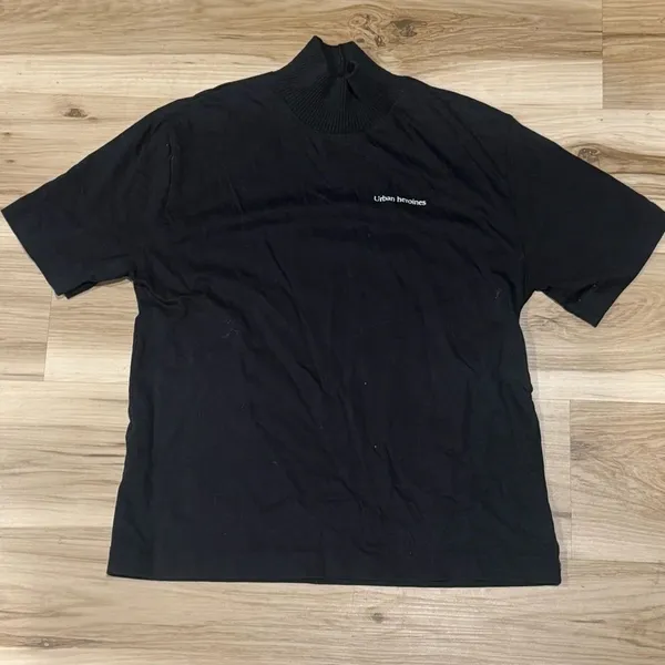 Zara Urban Heroines Black Mock Neck Short Sleeve Shirt Women’s Large - Image 2
