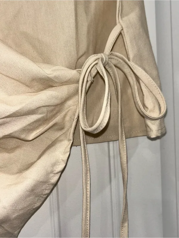Women’s Sleeveless Side-Tie Tank Top in Beige Medium - Image 3