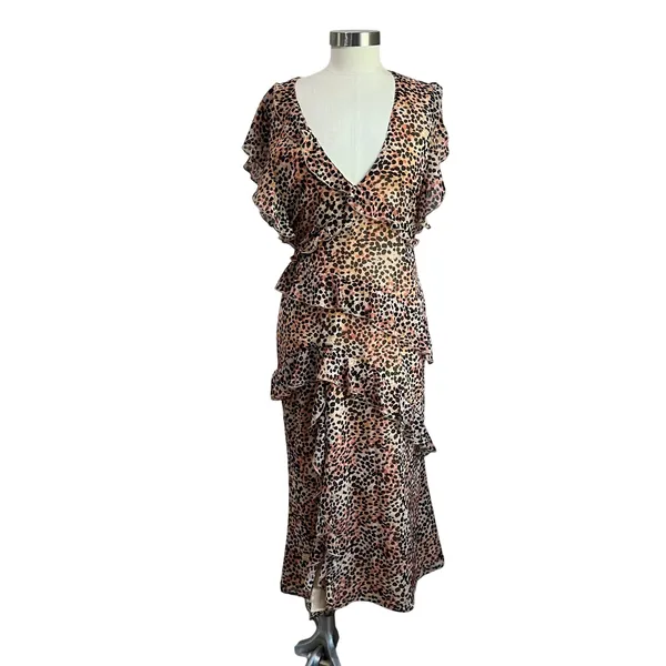 Revolve Majorelle Jasmina Leopard Print Midi Dress‎ Slip Style Party Dress Sz L - Image 3