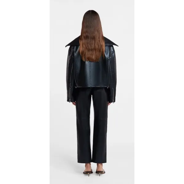 Nanushka Ado Regenerated Leather Biker Jacket‎ Black Espresso XS - Image 10