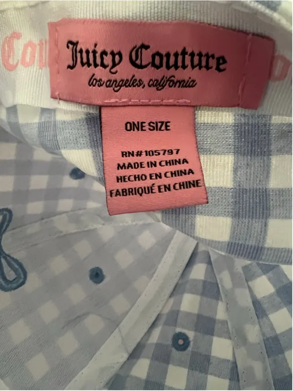 NWT Juicy Couture Baby Blue Gingham Boy Baseball Cap Couquette Y2K With Pin - Image 5