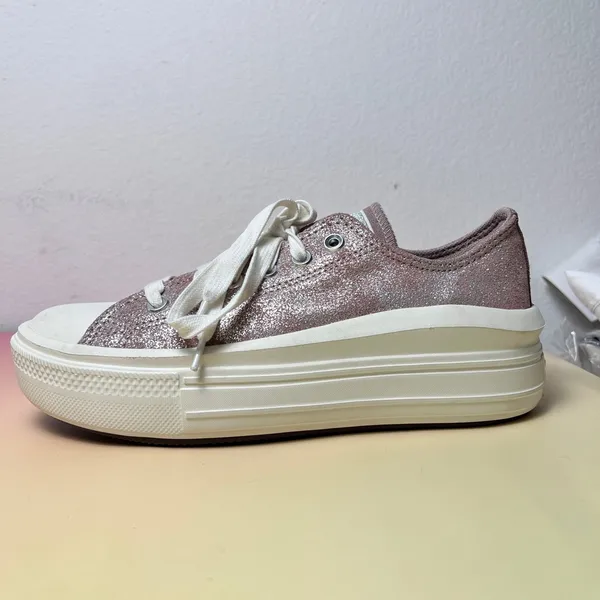 Converse Chuck Taylor‎ All Star Platform Sneakers Metallic Pink Silver Size 8.5 - Image 6