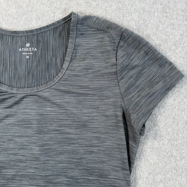 Athleta Women's Medium Gray Heather Short Sleeve Scoop Neck Activewear Top - Image 2