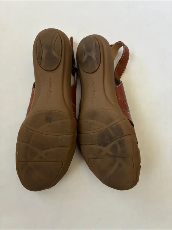 Naturalizer Brown Leather Slingback Sandals with Stitch Detail - Image 5