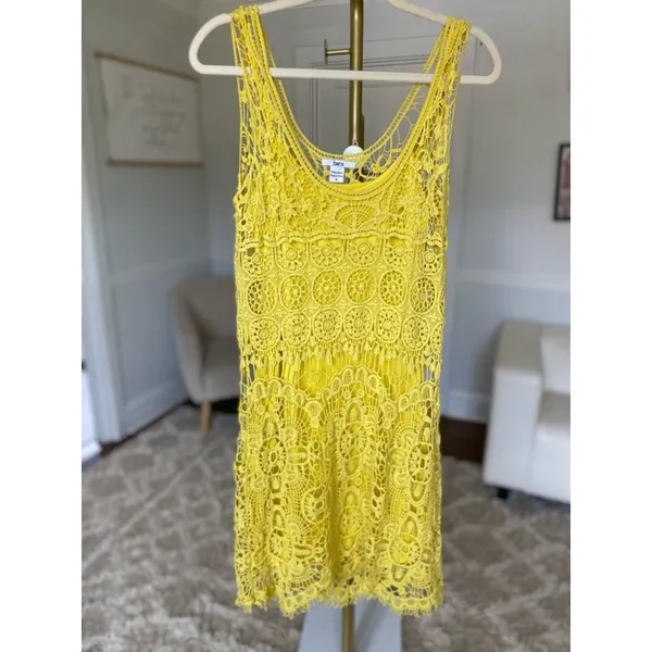Bar III Cotton Crochet Mini Dress Summer Brunch‎ Luxe Boho Beach Wedding Event S - Image 3