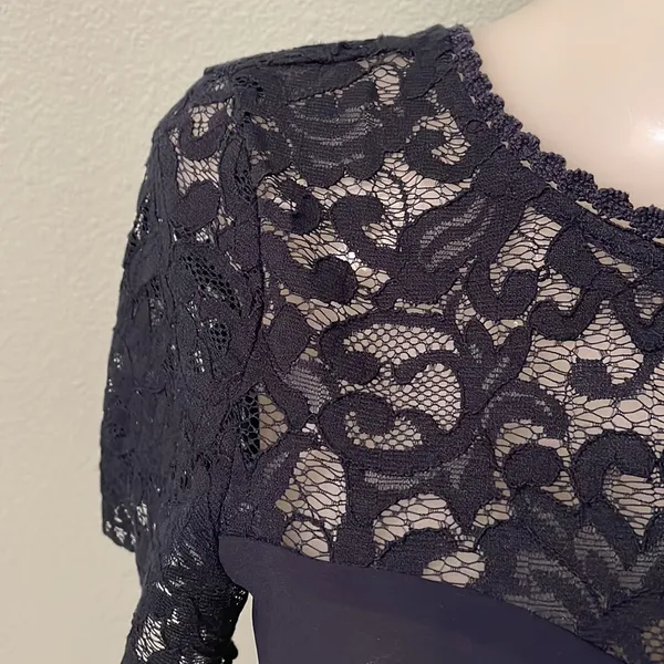 Zara Basics Navy Lace Top - Image 3