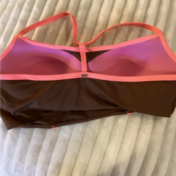 PINK Victoria's Secret Brown Longline Bralette with Pink Trim - Image 3