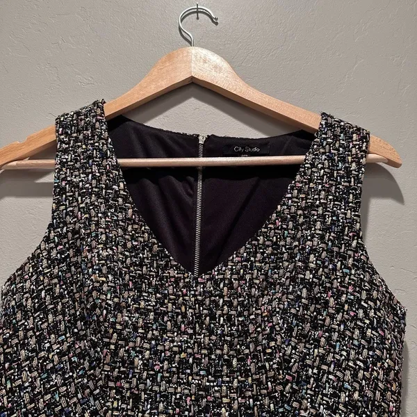 City‎ Studio Juniors Gray Tweed Pocket Sleeveless Mini Dress Size 3/4 Graduation - Image 10