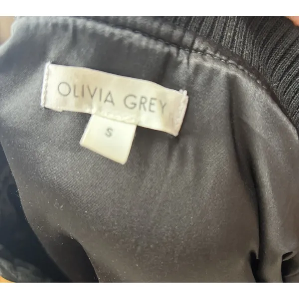 Olivia Grey Olive Green Bomber Jacket Womens Small Utility Flight Coat Ribbed S - Image 8