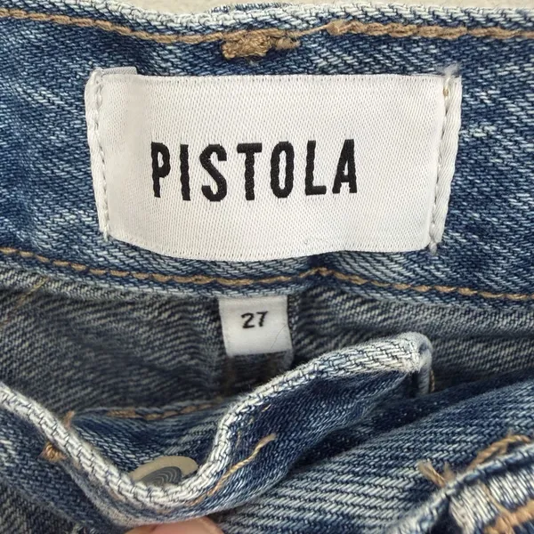 Pistola Denim Blue Jeans Sz 27 Distress Raw Hem Capsule VSCO Girl Straight - Image 4