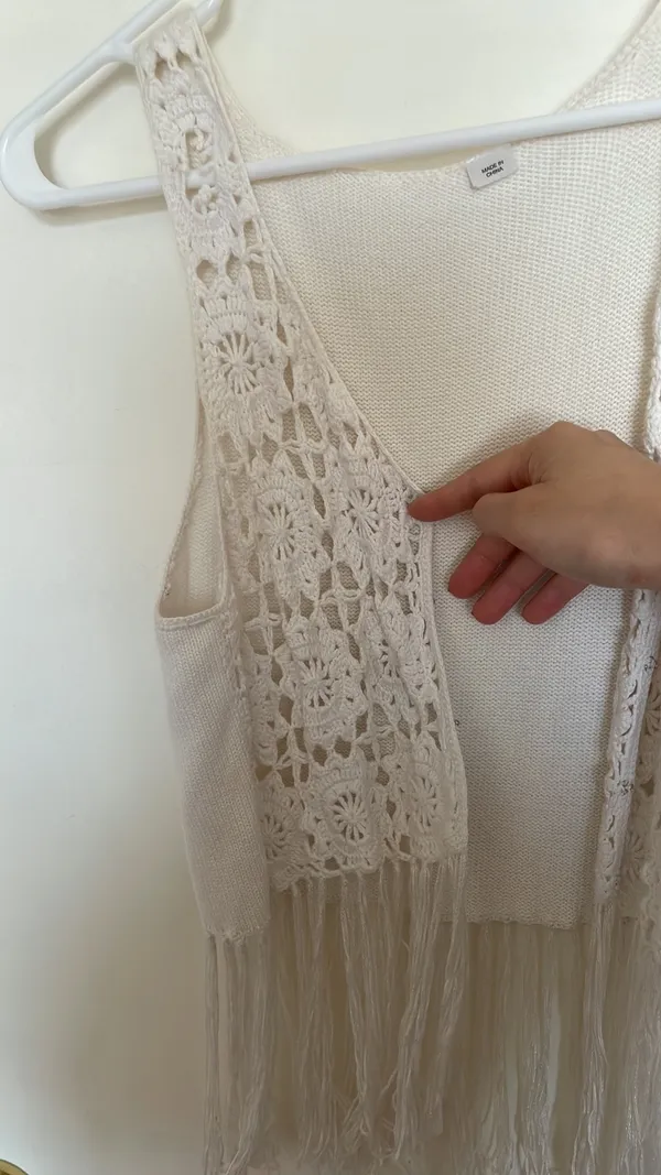 White Boho Fringe Top - Image 3