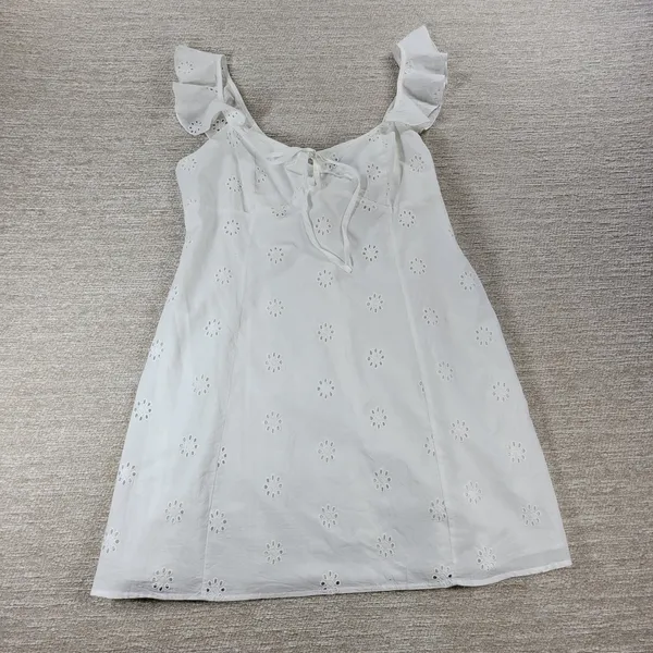 Princess Polly Besiana Broderie Anglaise Mini Sundress Sz 10 White Eyelet Ruffle - Image 13