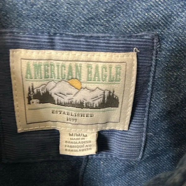 American Eagle Outfitters Denim Puff Sleeve Button Down Blue Top(Size Medium) - Image 11