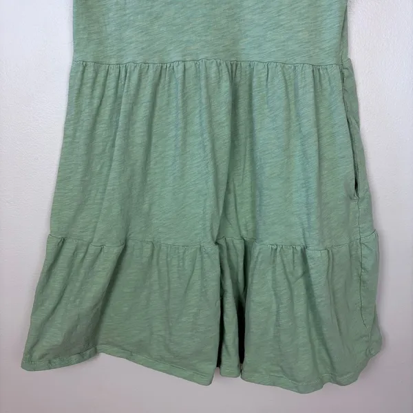 Gap T-Shirt Dress Green Crewneck Short Sleeve Tiered Skirt Side Pockets Size XS - Image 4