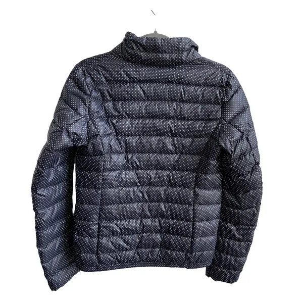 Uniqlo Ultra Light Down Jacket‎ Womens S Navy Polka Dot Puffer Full Zip Packable - Image 3