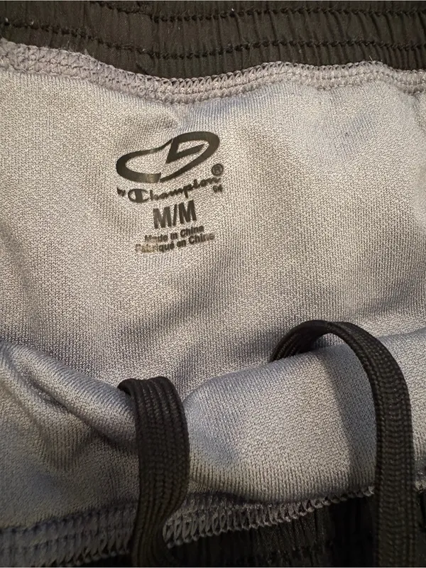 Champion Grey Athletic Shorts with Black Trim and White Panels - Image 2