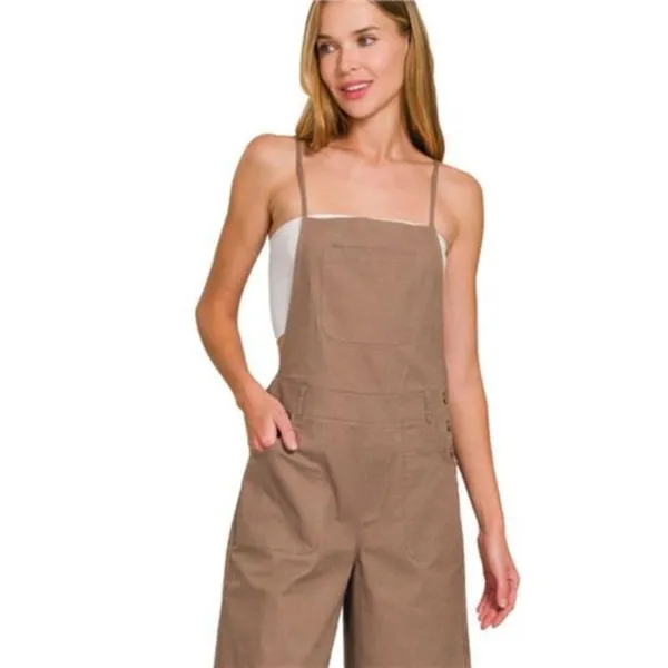 Zenana Woven Spaghetti‎ Strap Overalls - Image 2