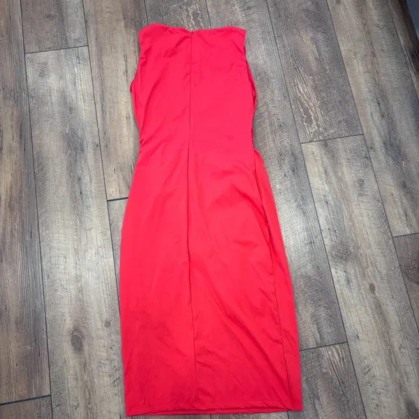 Popilush Shapewear Sleeveless Ruched Tummy Control Midi Work Red Dress M $115 - Image 5