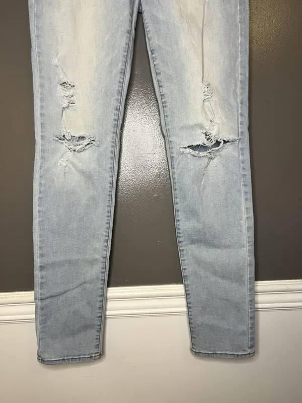American Eagle Outfitters Jegging Jeans Womens 12 X-Long Light Wash Distressed - Image 3