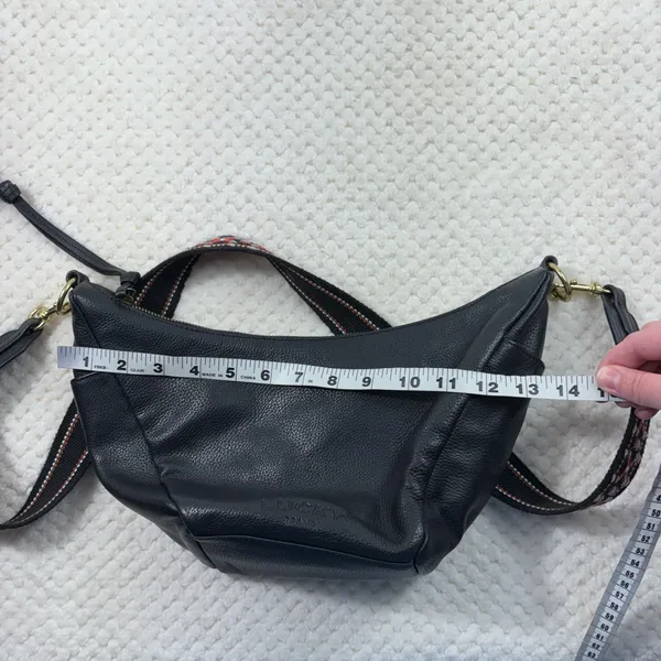 Lucky Brand Black Leather Guitar Embroidered Strap Crossbody Bag Purse Bohemian - Image 11