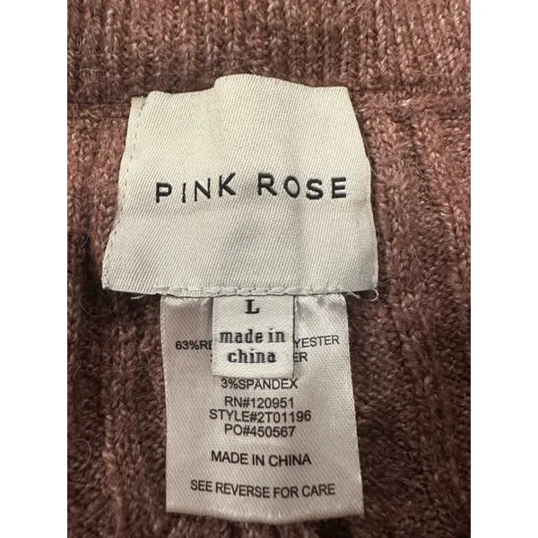 Pink Rose Boho Cable Knit Sweater & Shorts Lounge Set Mauve Pink Large NWOT - Image 7