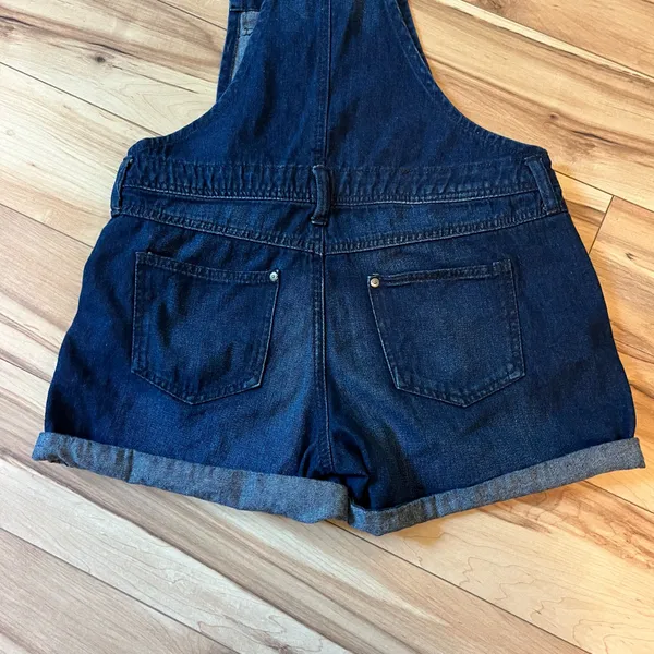 L.E.I. Y2K Denim Shortalls Women’s Sz Med Overalls Bib Shorts Boho 2012 Grunge - Image 13