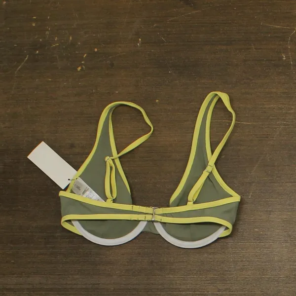 Salt + Cove Juniors Plunge Underwire Bikini Swim Top Green / Yellow S - Image 2