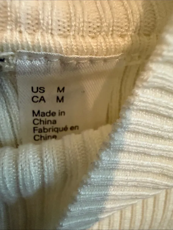 H&M Divided Cream Ribbed Mock Neck Sweater - Image 3