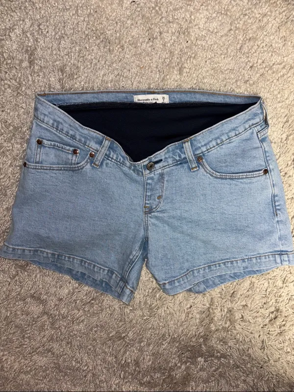 Abercrombie & Fitch Light Wash Denim Maternity Shorts - Image 2