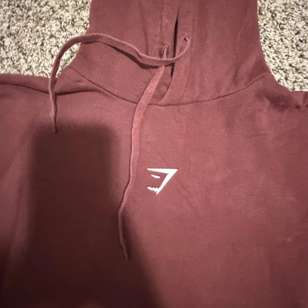 Gymshark Womens XS Pullover Hoodie Cherry Brown Burgundy GLP04431 Logo Fleece - Image 2