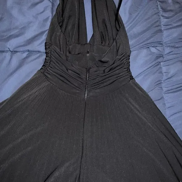 Black CACHE goth stretch halter neck bubble dress size 2 - Image 4