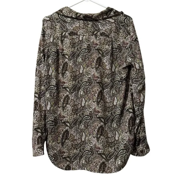 Ann Taylor LOFT Paisley‎ Long Sleeve Blouse Top Size Medium Boho Peasant Flowy - Image 2