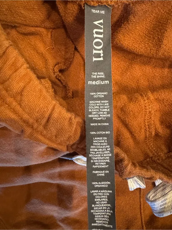 Vuori Sunnyside Fleece Shorts Medium Cinnamon Brown EUC Drawstring - Image 4