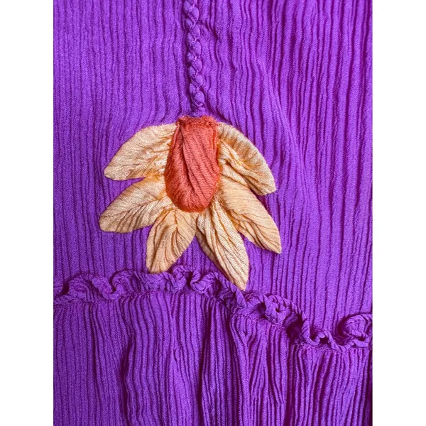 Marie Oliver Silk Magenta Embroidered Tassel Maxi Dress‎ Boho - Image 5