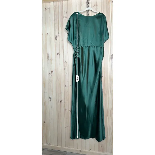 NWT Lulus Captivating Presence Forest Green Satin Cowl Back Maxi Dress Formal 2X - Image 3